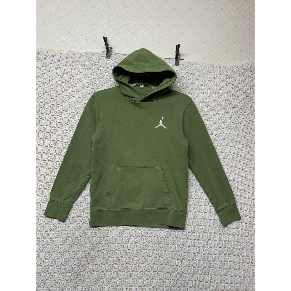 Air Jordan Hoodie Boys Sz M Olive Green Long‎ Sleeve Pockets Jumpman Embroidery